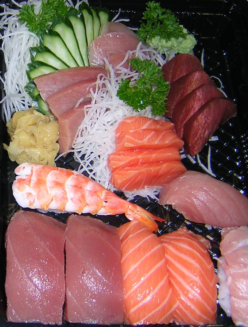 Raw Sushi and Seafood (image credits: By Bdieu, CC BY 3.0, https://commons.wikimedia.org/w/index.php?curid=12976371)
