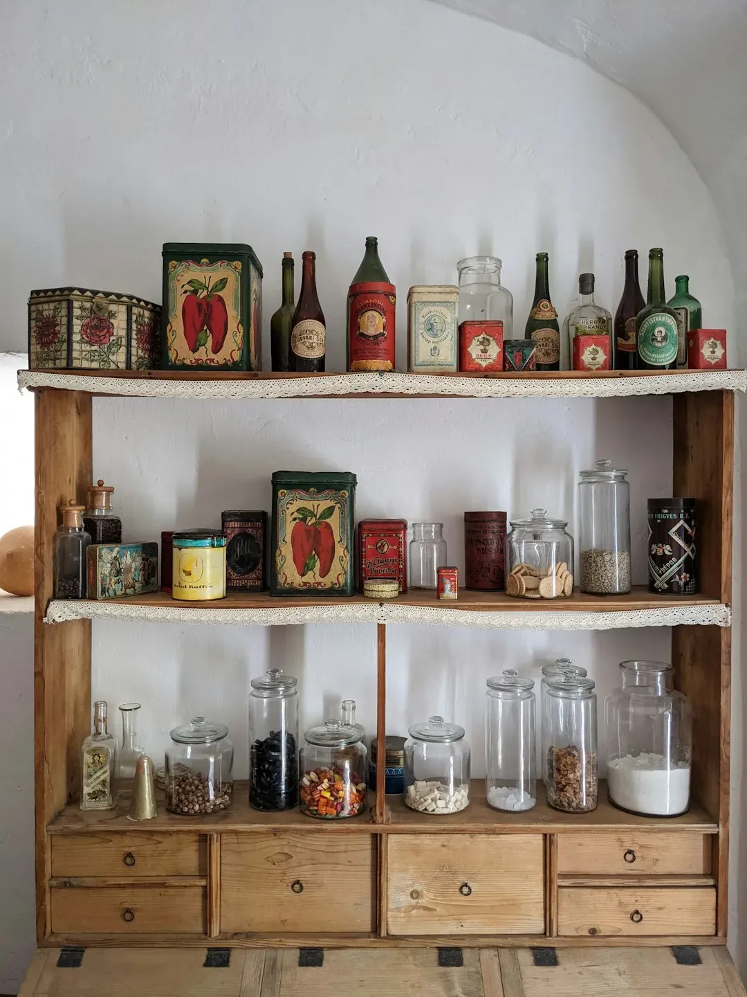 Vintage Hoosier Cabinets With Original Accessories (Image Credits: Unsplash)