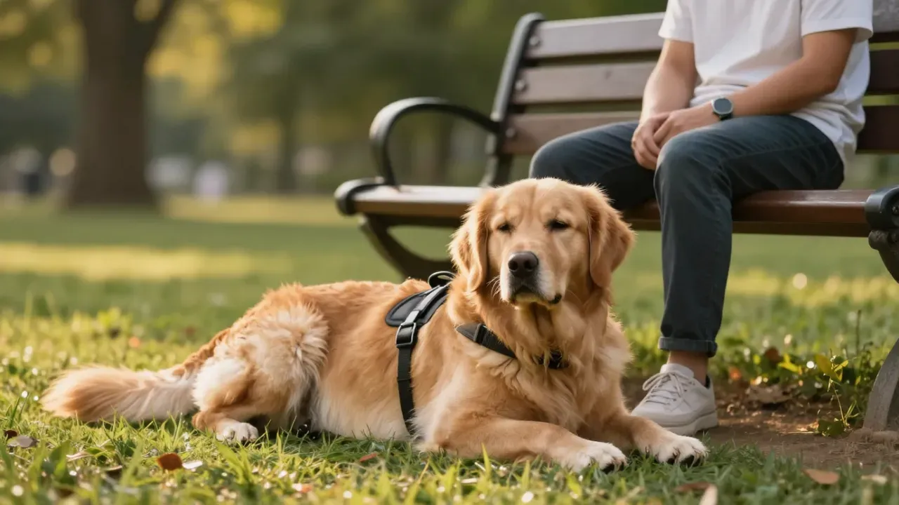 #13 - Distinguishing Work Mode from Off-Duty Time (Image Credits: Dog in Park with handler: Canva AI)