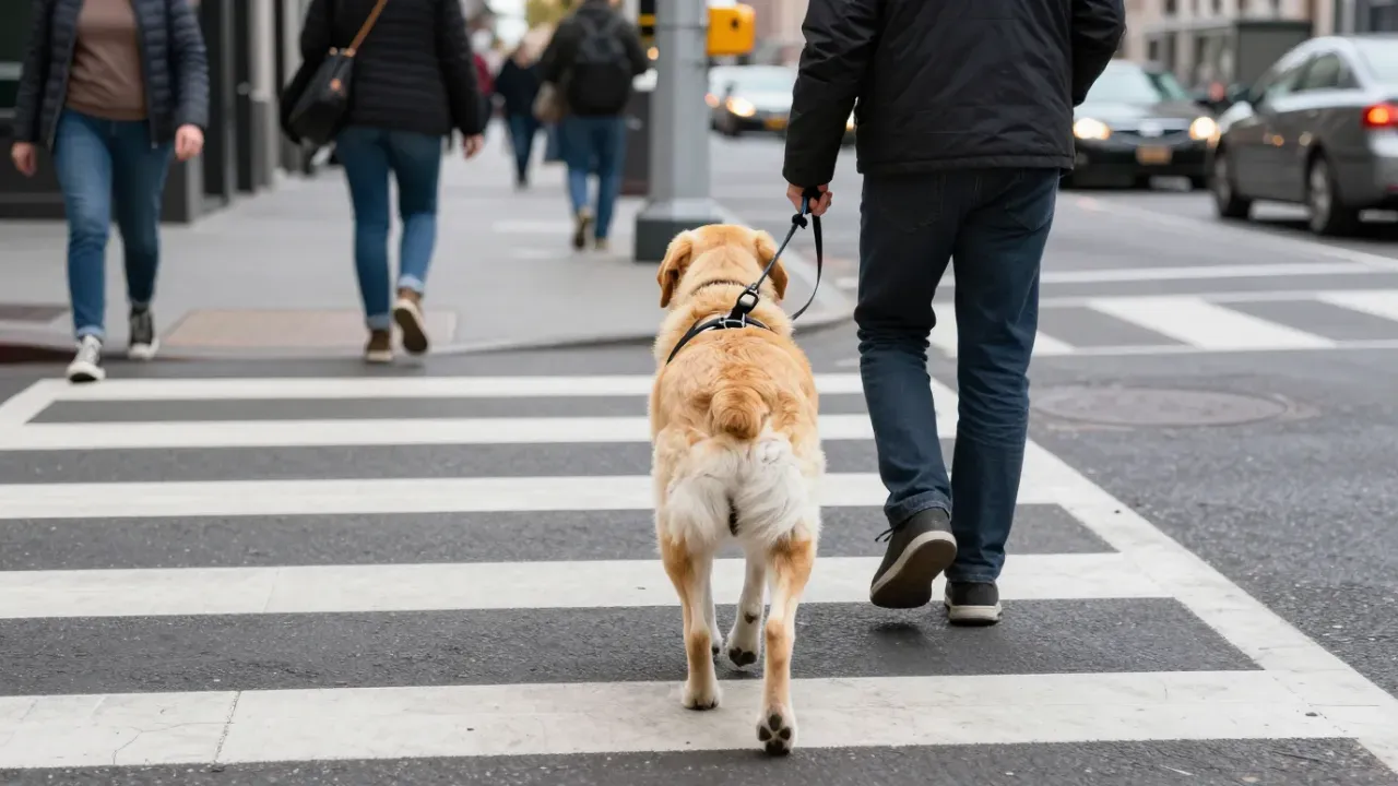 #9 - Understanding a Handler's Hesitation at Crossings (Image Credits: Guide dog crossing: Canva Pro)