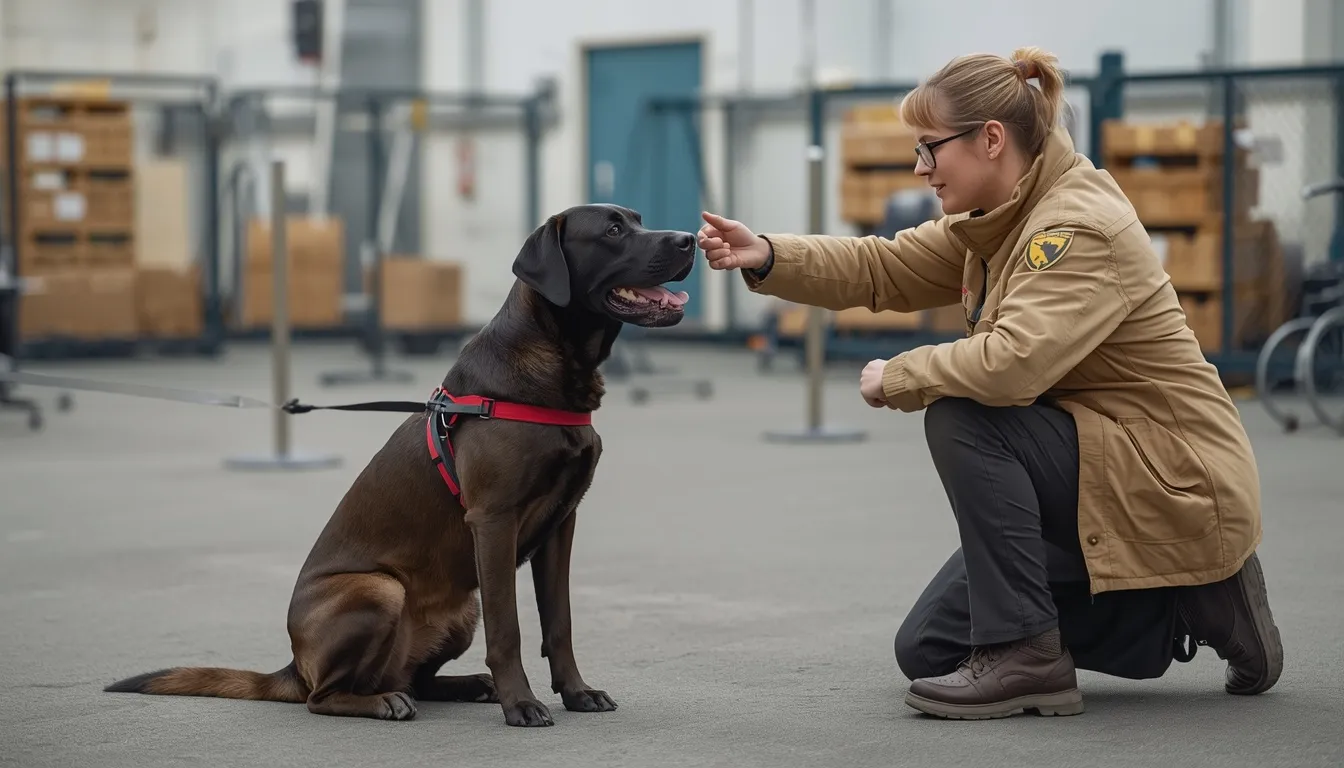 #20 - Adjusting for a Handler's Height and Reach Limitations (Image Credits: Guide dog training: Created in AI)