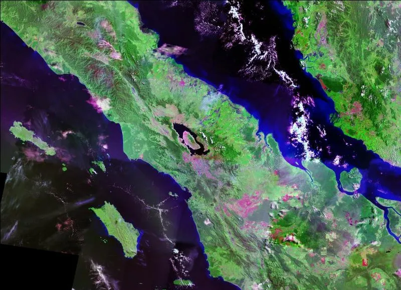 2. Lake Toba, Sumatra: The Volcano That May Have Shaped Humanity (NASA, https://zulu.ssc.nasa.gov/mrsid/, Public domain)