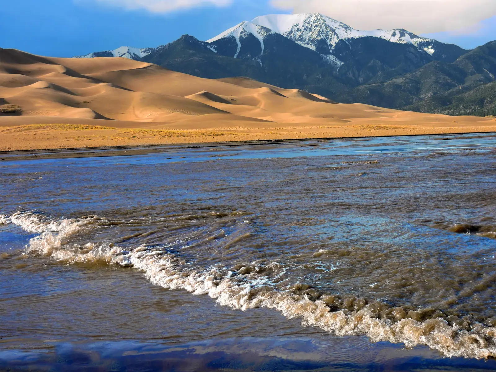 #16 - Great Sand Dunes Medano Creek Pools, Colorado: The Water That Pulses (Surge Flow on Medano Creek, Public domain)