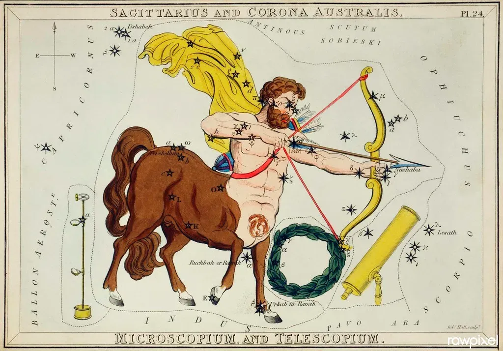 #9: Sagittarius - The Untamed Centaur (Free Public Domain Illustrations by rawpixel, Flickr, CC BY 2.0)