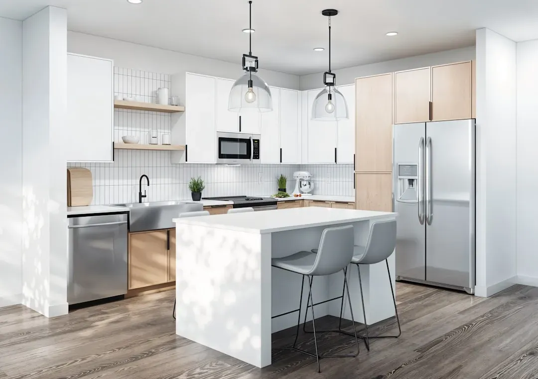 3. Stark White and Cold Gray Countertops (Image Credits: Unsplash)