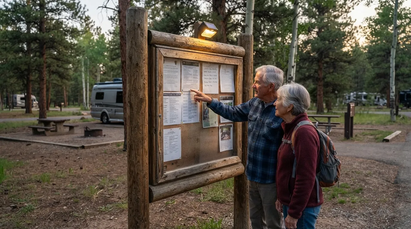 #10 - The Evening Campfire Talk Schedule Posted Only on the Bulletin Board (Image Credits: Gemini)