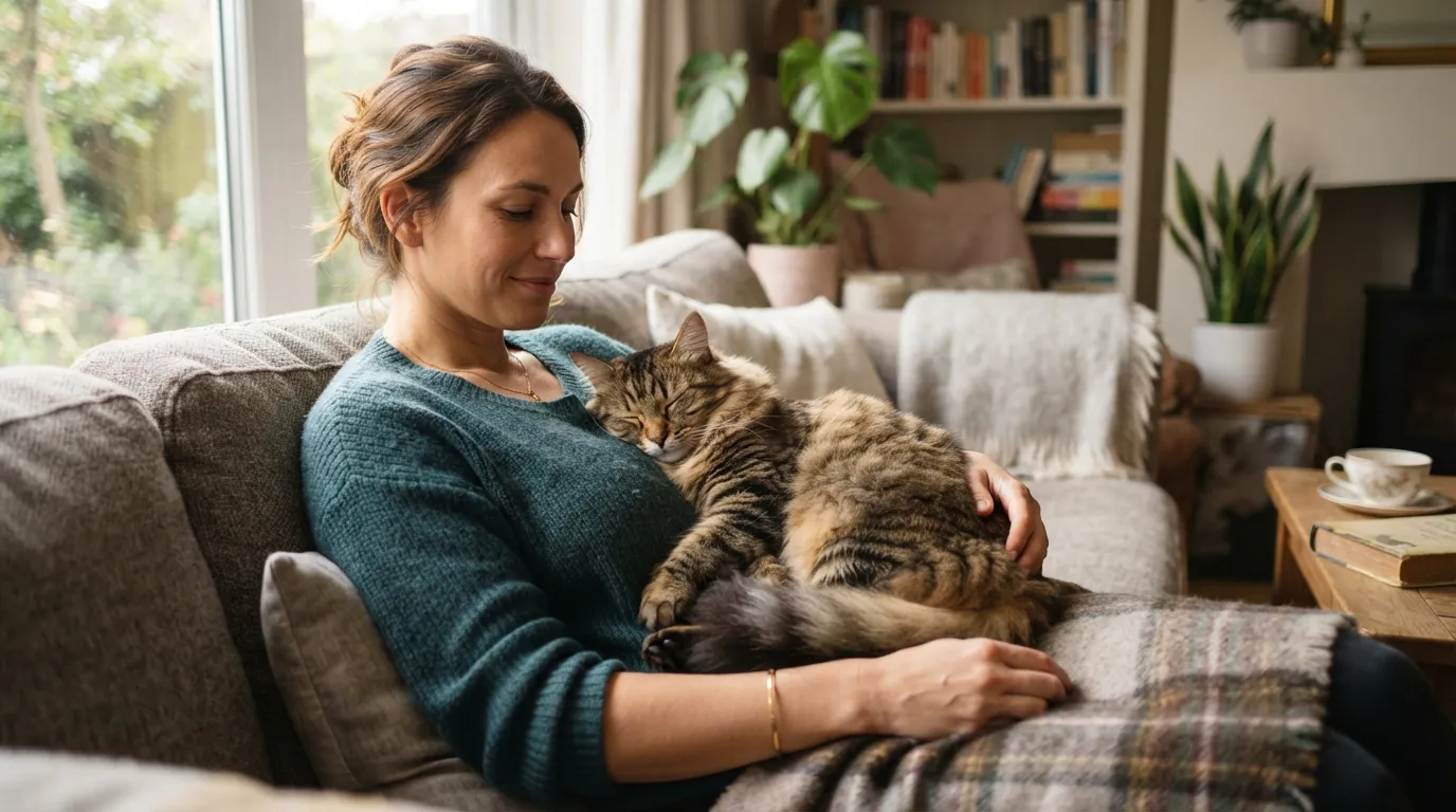 #8 - Your Heart Rate Drops Every Time You Sit With Your Cat (Image Credits: Gemini)