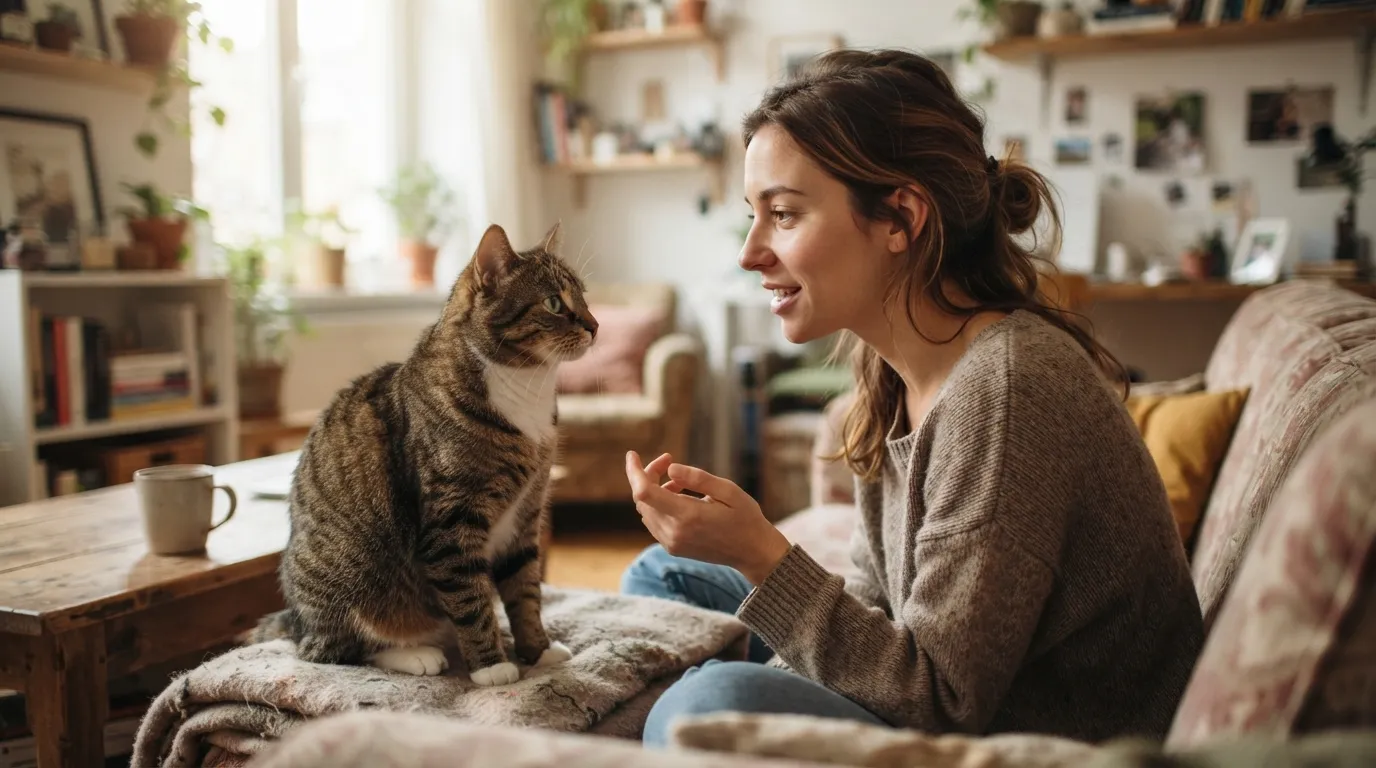 #15 - Talking to Your Cat Like It Fully Understands You (Image Credits: Gemini)