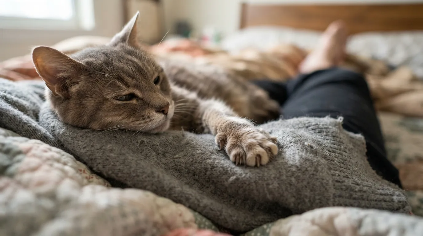 #6 - Kneading Very Slowly on Your Clothing or Blanket (Image Credits: Gemini)
