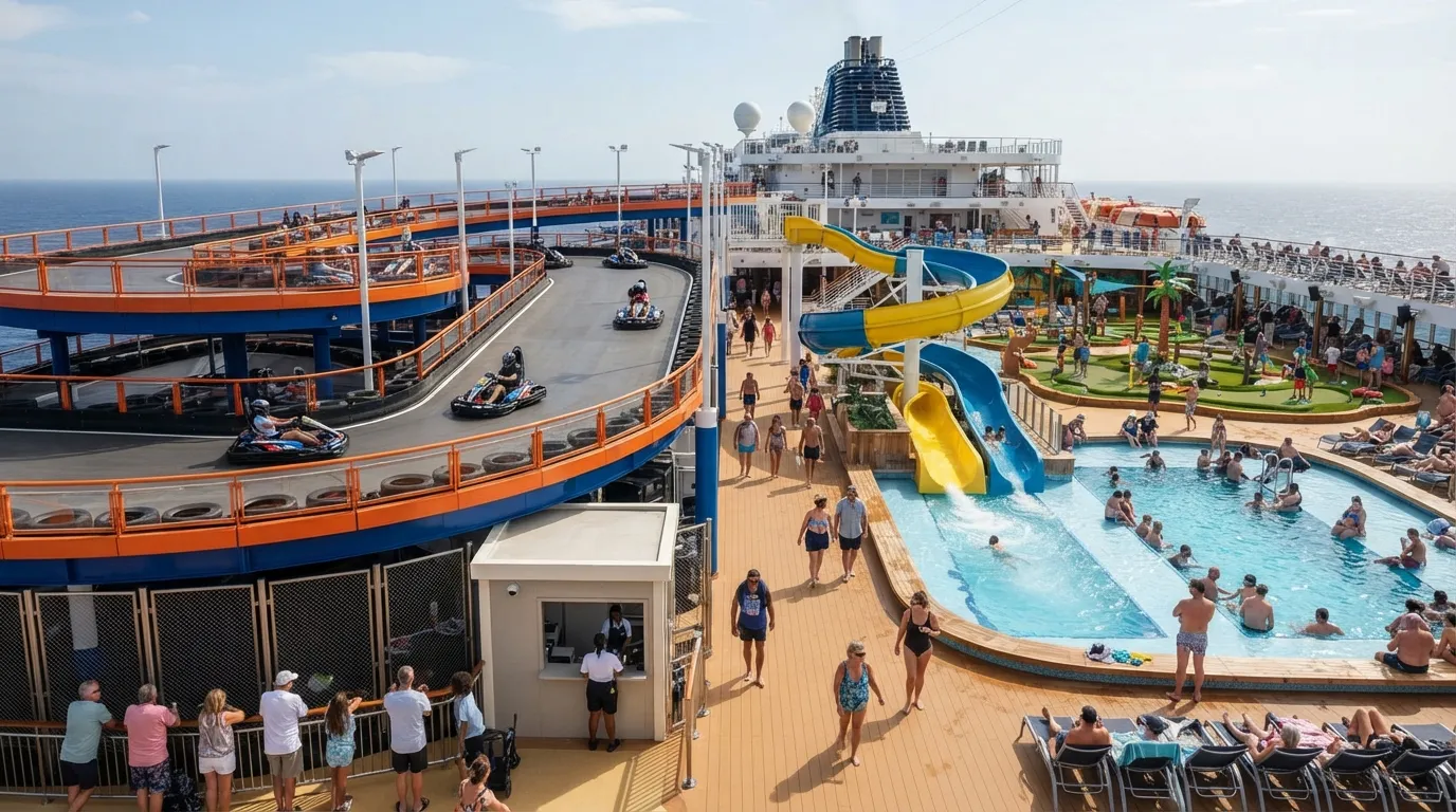 #6 - Arcade Games and Race Tracks While Pools, Slides, and Mini-Golf Stay Included (Image Credits: Gemini)