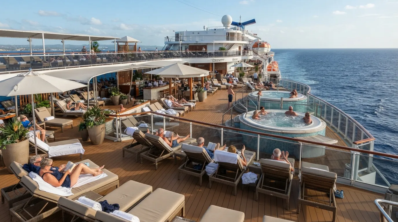 #2 - Norwegian's Vibe Beach Club While Carnival's Serenity Adults-Only Deck Costs Nothing (Image Credits: Gemini)