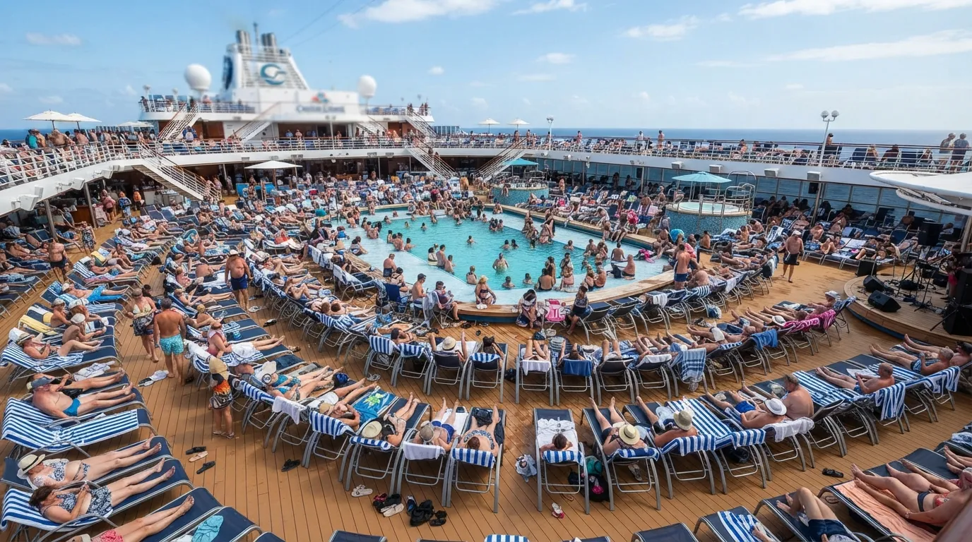 #14 - Pool decks that are full by mid-morning on sea days (Image Credits: Gemini)