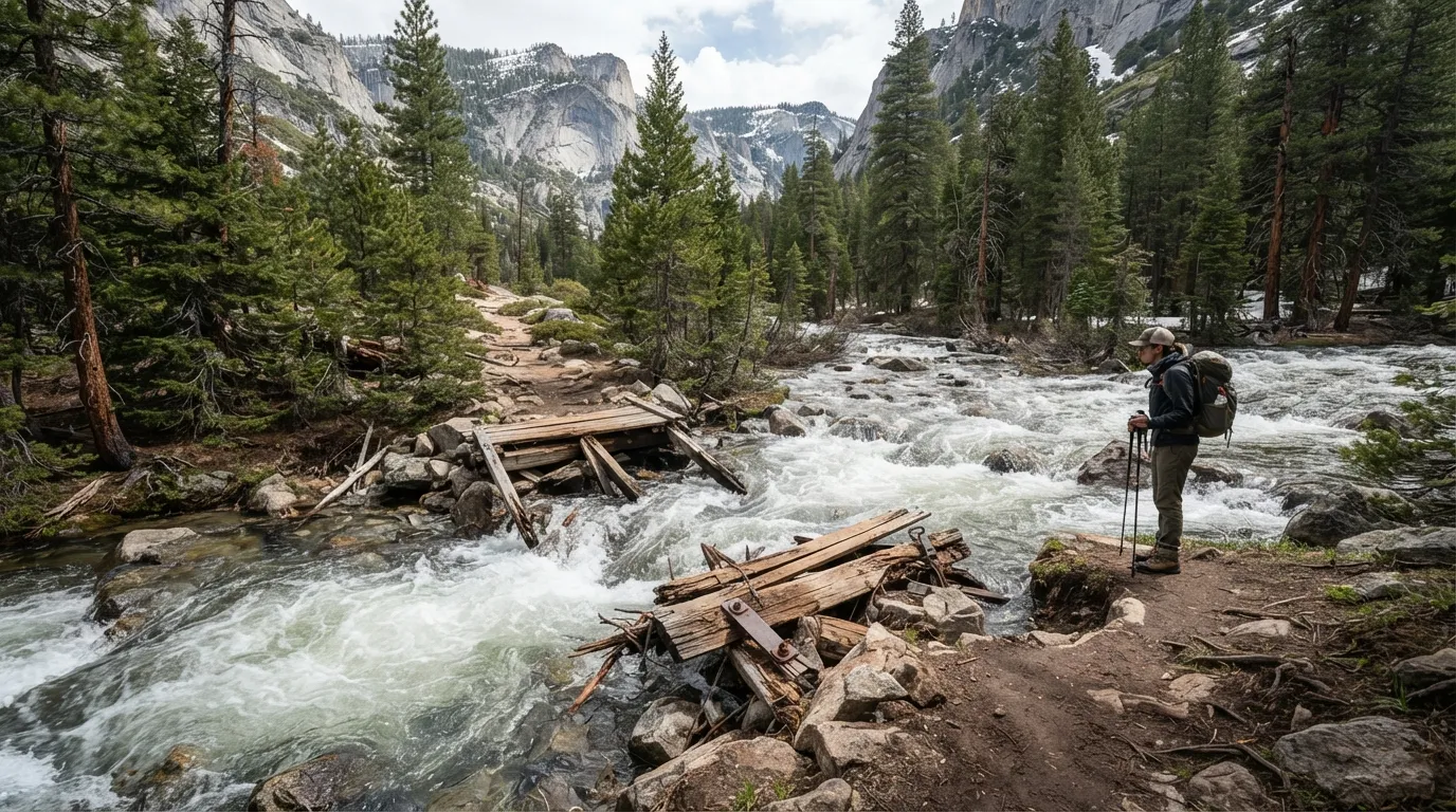 #4 - Seasonal Bridge Washouts in Yosemite (Image Credits: Gemini)