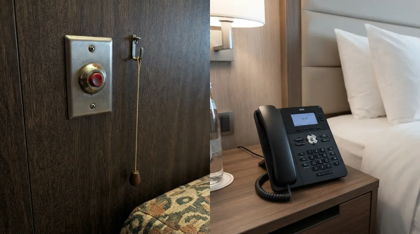 #6 - A 1975 steward call bell beside a 2026 cabin phone (Image Credits: Gemini)