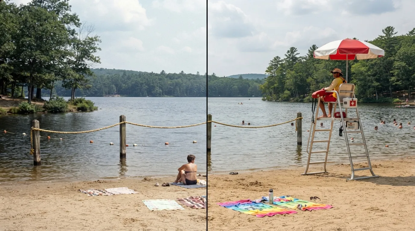 #6 - A 1980 rope line at a swim beach beside a 2026 lifeguard chair (Image Credits: Gemini)