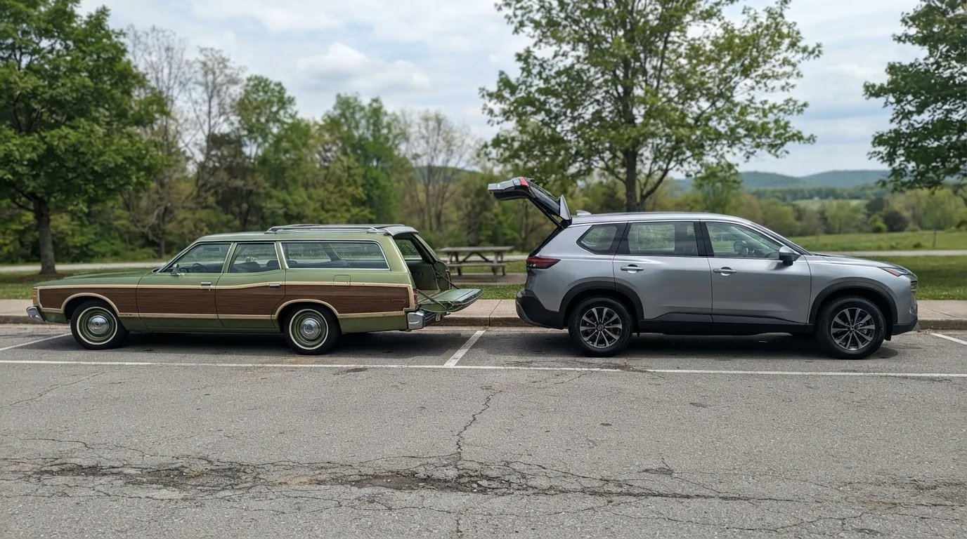 #9 - A 1970 station wagon beside a 2026 tall crossover (Image Credits: Gemini)