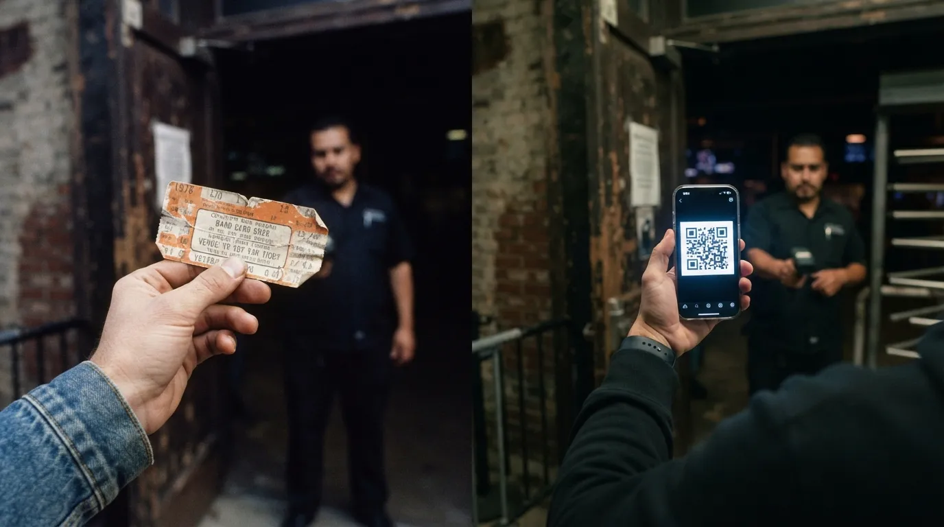 #13 - A 1978 paper ticket stub beside a 2026 phone held at the arena door (Image Credits: Gemini)
