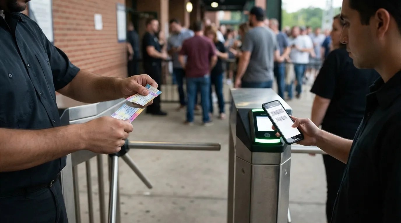 #10 - A 1978 ticket torn by hand beside a 2026 scanner at the turnstile (Image Credits: Gemini)