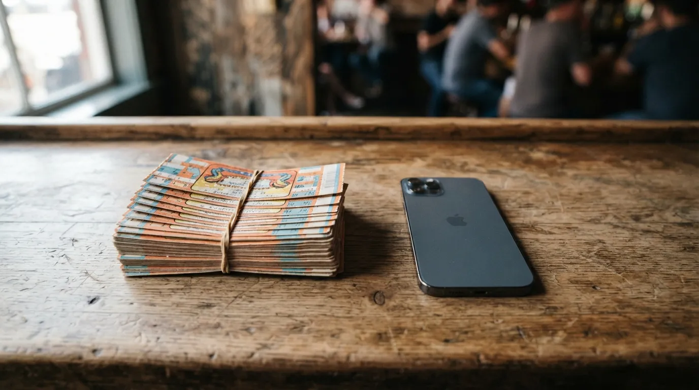 #9 - A 1978 stack of paper tickets beside a 2026 single phone (Image Credits: Gemini)