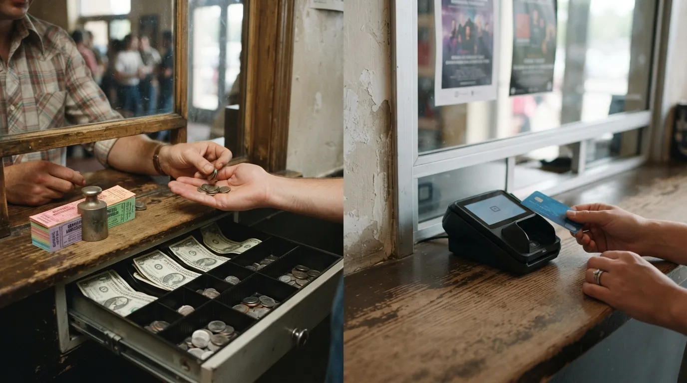 #8 - A 1978 cash drawer at the window beside a 2026 card reader (Image Credits: Gemini)