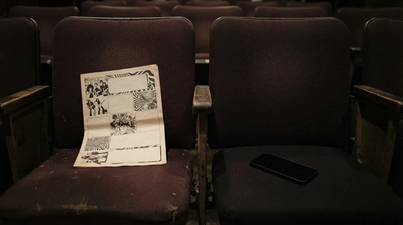 #5 - A 1978 paper program beside a 2026 dark phone in the seat (Image Credits: Gemini)