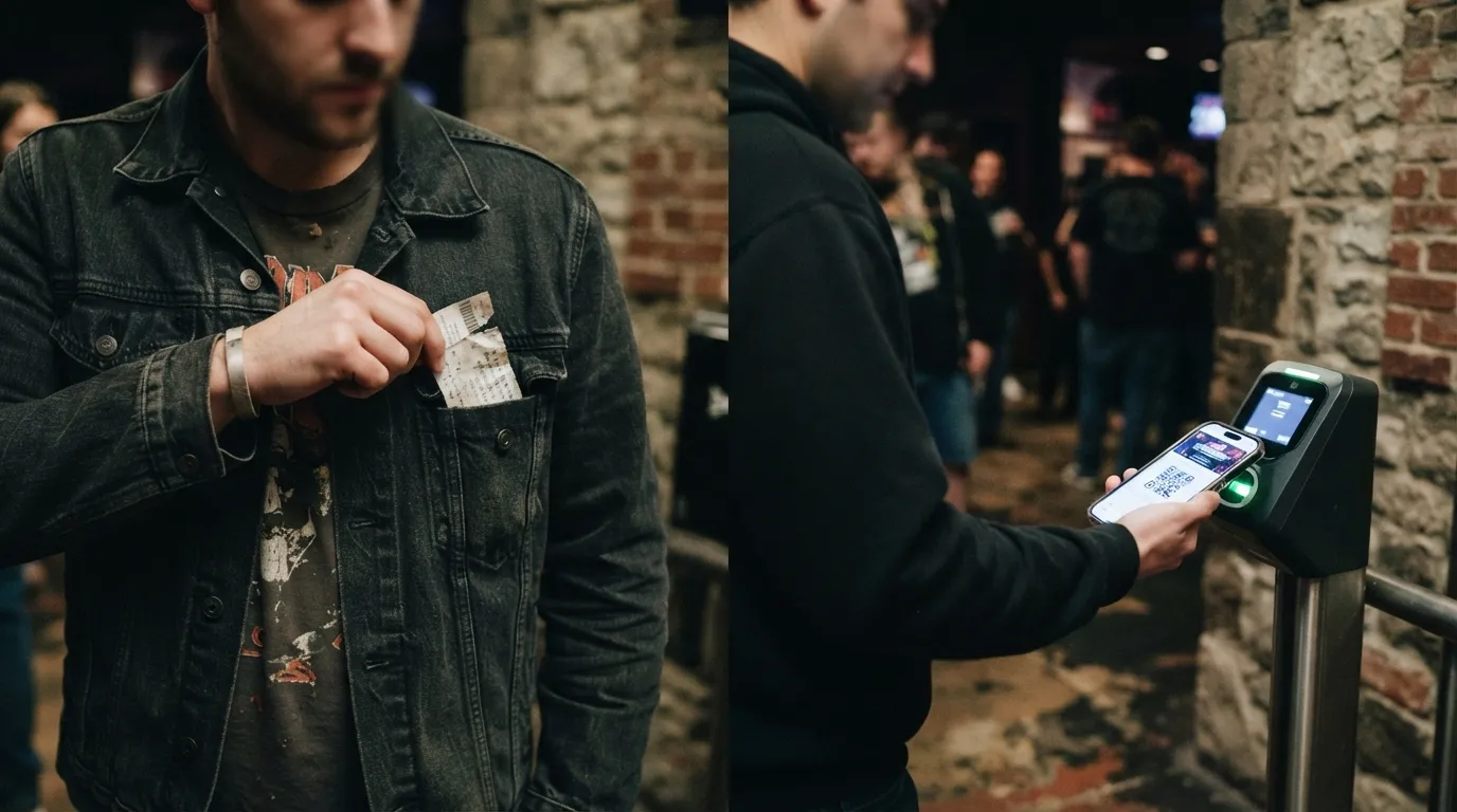 #2 - A 1978 torn stub in a pocket beside a 2026 lit phone at the scanner (Image Credits: Gemini)