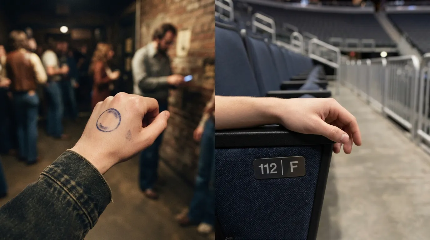 #1 - A 1978 ink stamp on a hand beside a 2026 assigned chair (Image Credits: Gemini)