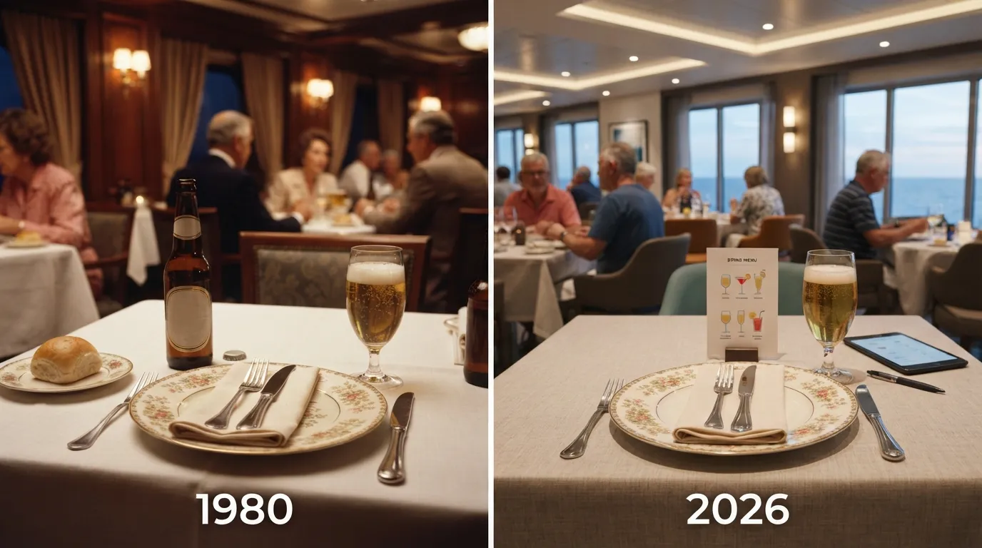 #6 - A 1980 beer set down with dinner beside a 2026 beer listed on a separate card (Image Credits: Gemini)