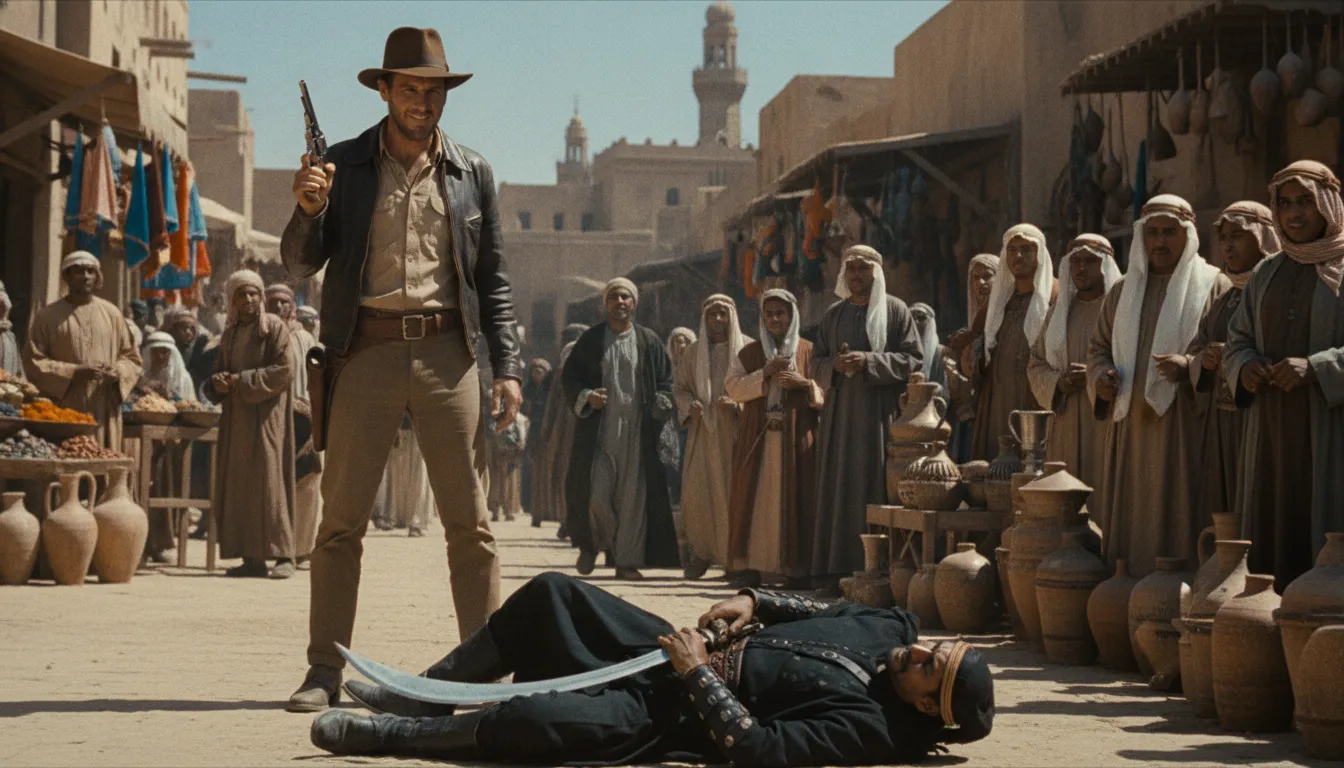 #16 - Indiana Jones Shoots the Swordsman in Raiders of the Lost Ark (Image Credits: Gemini)