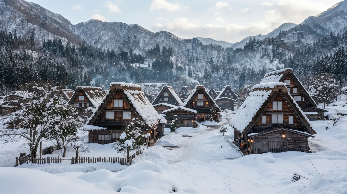#20 - Shirakawa-go, Japan, the Village of Praying-Hands Roofs (Image Credits: Gemini)