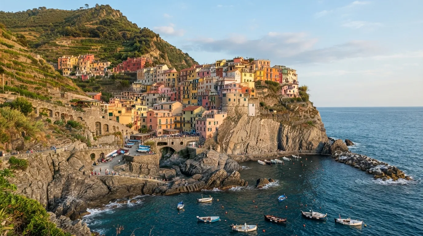 #13 - Manarola, Italy, the Cliffside Village of Candy Colors (Image Credits: Gemini)