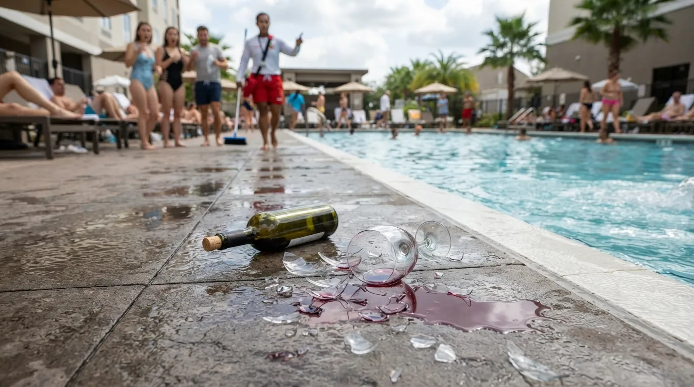 #17 - Bringing Glass Bottles and Cups to the Pool Deck (Image Credits: Gemini)