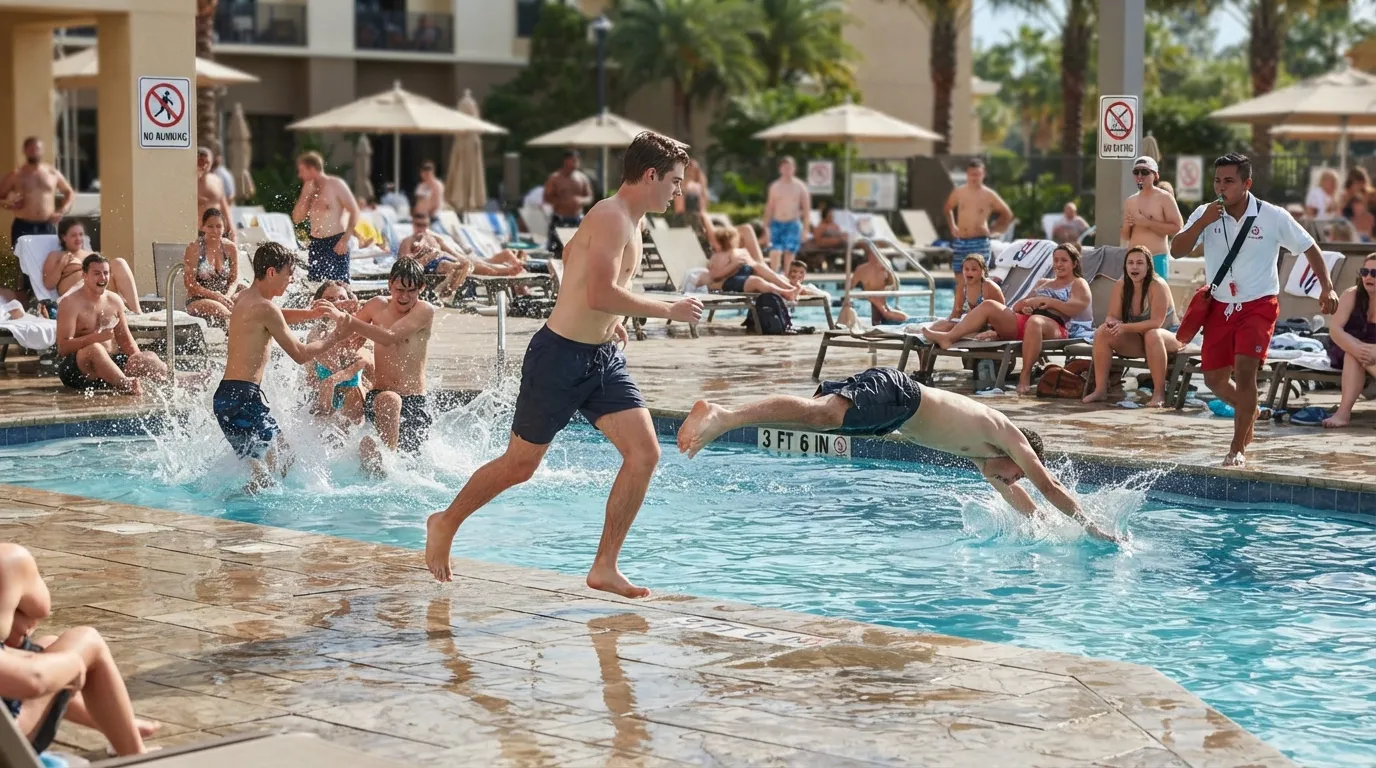 #10 - Running, Diving, and Roughhousing Where Signs Say Don't (Image Credits: Gemini)