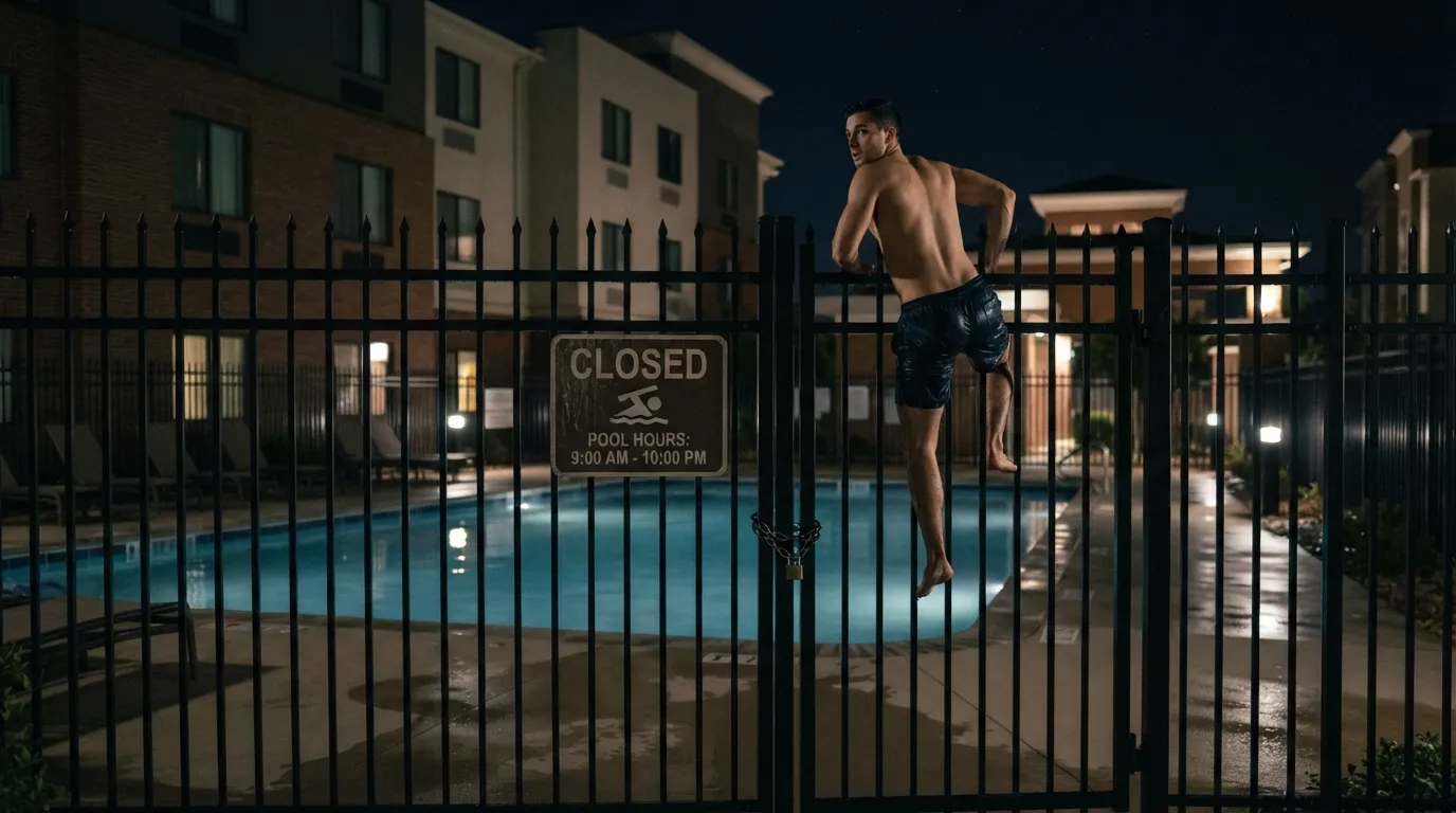 #9 - Swimming After Hours Like the Gate Doesn't Apply (Image Credits: Gemini)