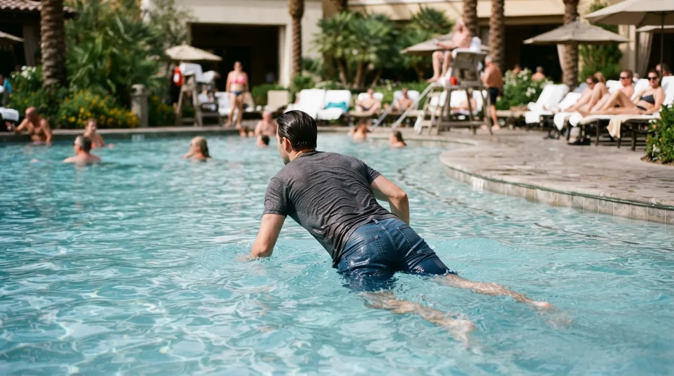 #6 - Swimming in Street Clothes or Cutoffs (Image Credits: Gemini)