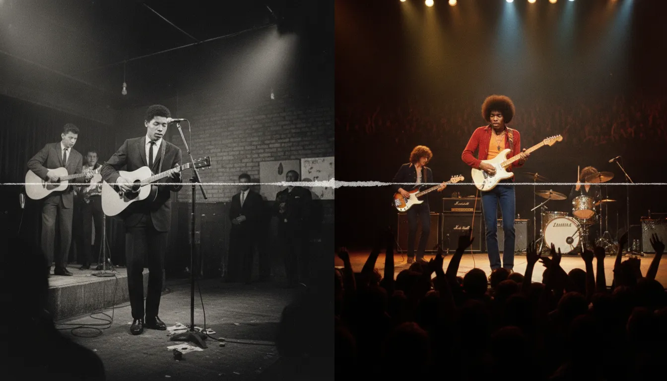 #17 - Jimi Hendrix: Seattle Teen in the Velvetones vs Jimi Hendrix Experience (Image Credits: Gemini)