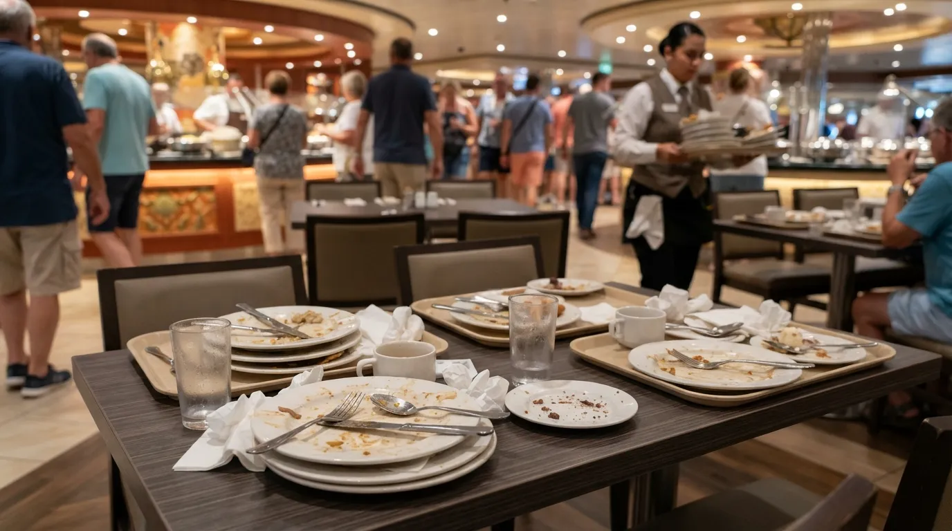 #19 - Leaving Used Plates and Trays at Tables Instead of Clearing Them (Image Credits: Gemini)