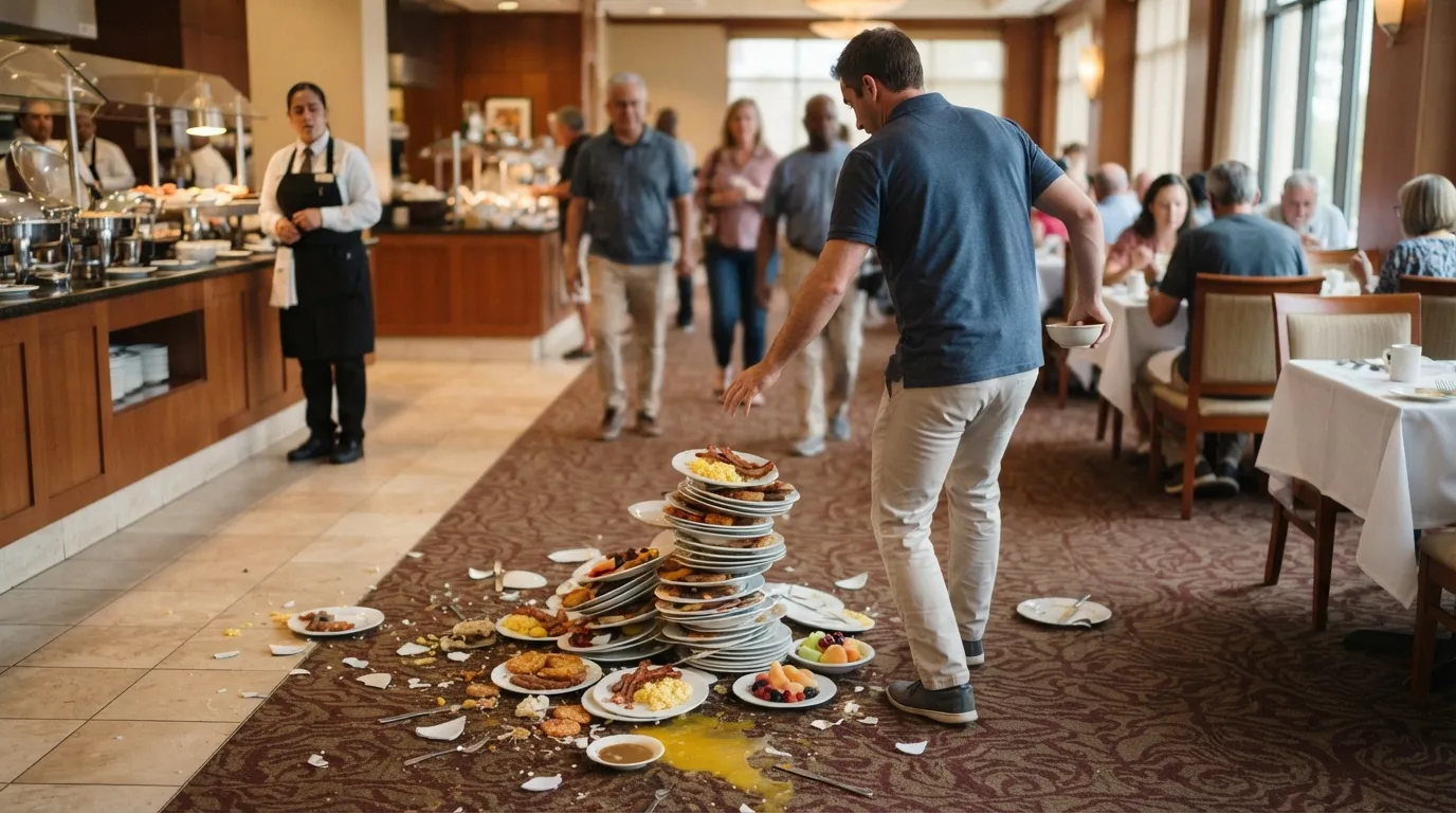 #21 - Building a Plate Tower That Collapses on the Walk Back (Image Credits: Gemini)