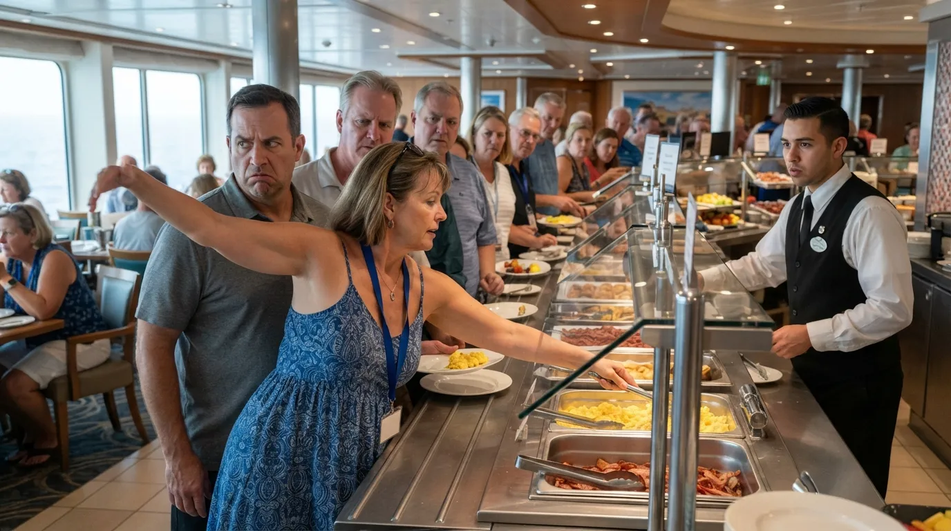 #9 - Cutting the Line or Reaching Across Other Guests (Image Credits: Gemini)