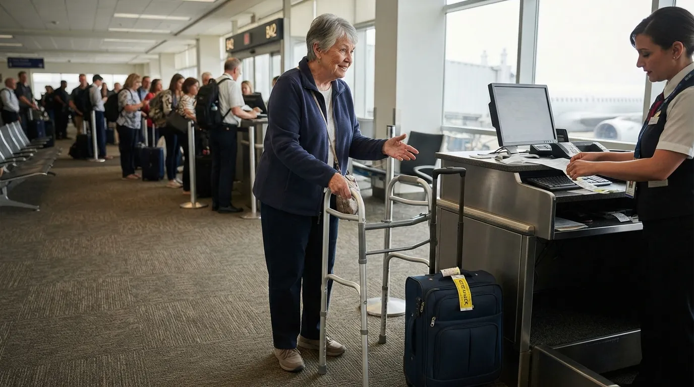#14 - Gate-Check Fee for a Folding Walker or Cane (Image Credits: Gemini)