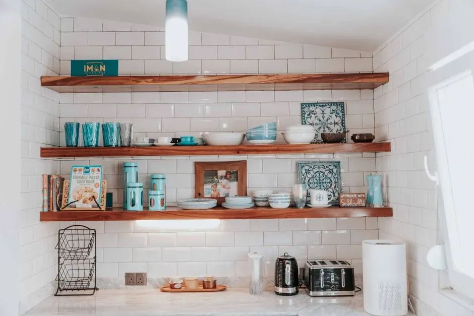9. Style open shelving with intention (Image Credits: Pexels)