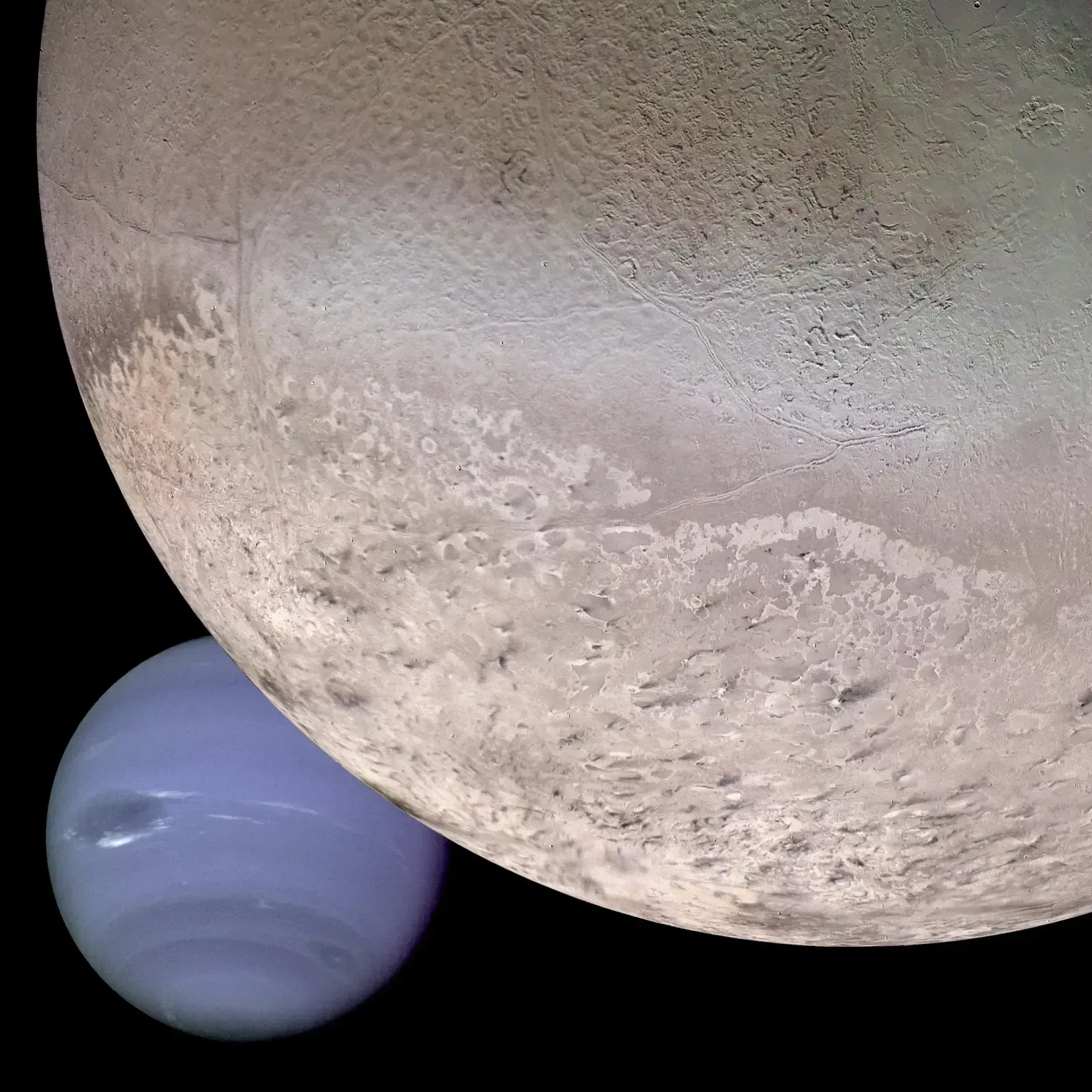 Triton: Neptune's Icy Wildcard (Great Images in NASA Description, Public domain)