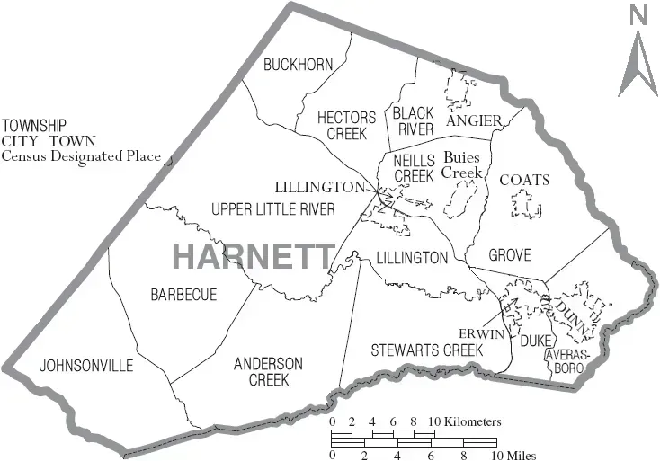 5. Harnett County, North Carolina: Stony Run Corridor Restoration (Image Credits: Taken from US Census website [1] and modified by User:Ruhrfisch, Public domain)