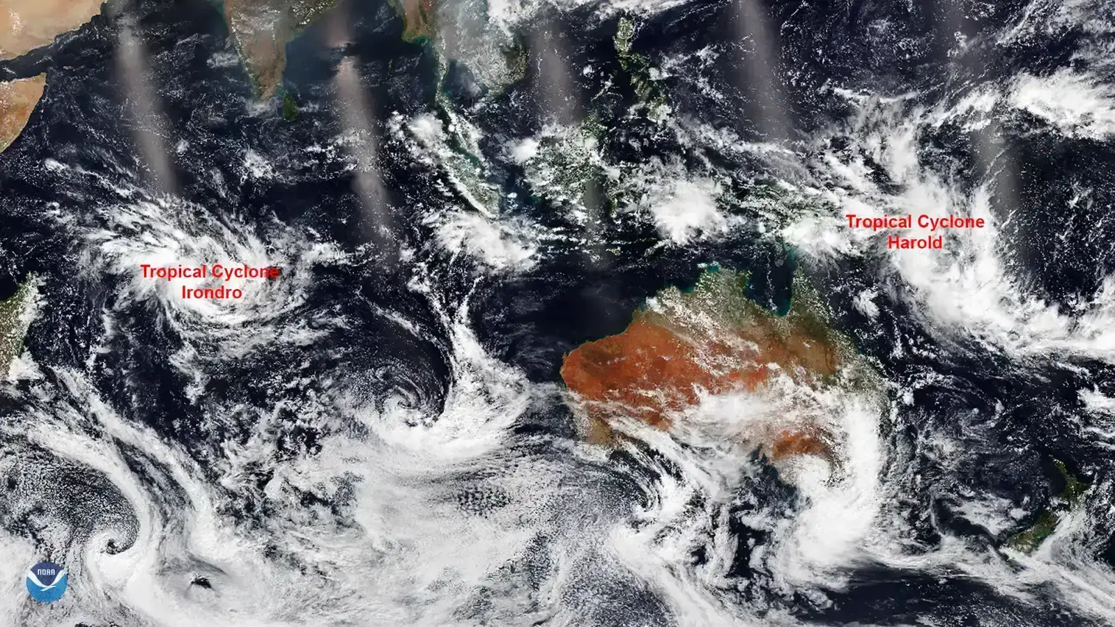 Southern hemisphere oceans: the quiet, empty risk zone (NOAA-20 Sees Two Cyclones Developing in the Southern Hemisphere, Public domain)
