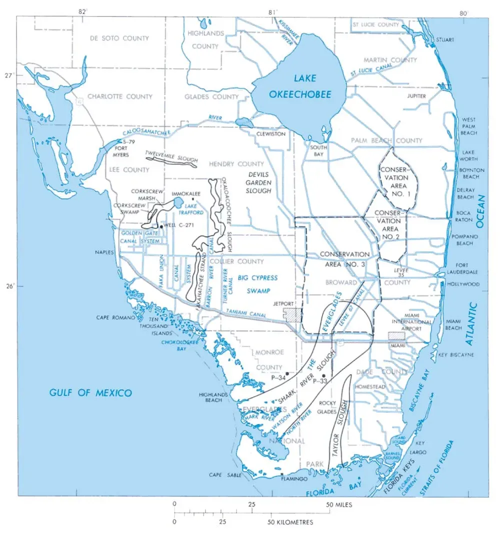 Lake Okeechobee and the Everglades Feel the Strain (By United States Geological Survey, Public domain)