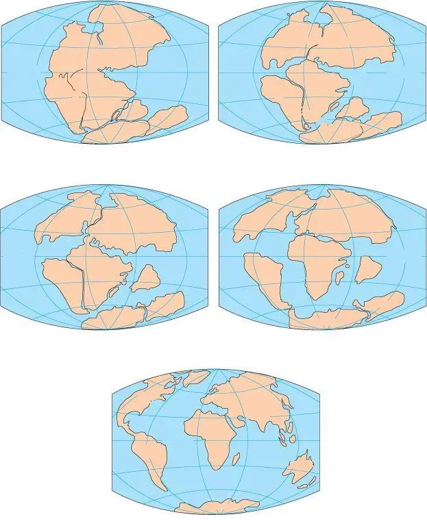 Breaking Apart: How Pangaea Slowly Shattered (By USGS https://pubs.usgs.gov/gip/dynamic/historical.html, CC BY-SA 4.0)