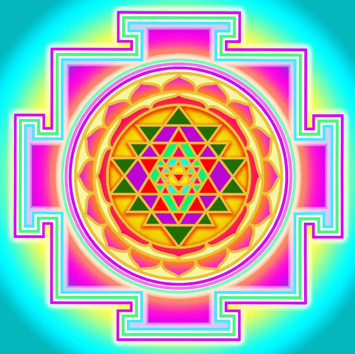 The Sri Yantra: Harmonizing Masculine and Feminine Energies (Image Credits: Wikimedia)