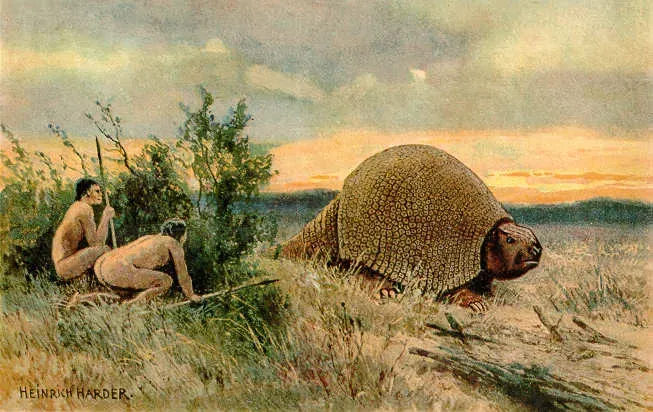 #15 - The Armored Tank That Outlasted Its "Extinction Date" by 2,000 Years (The Wonderful Paleo Art of Heinrich Harder, Public domain)