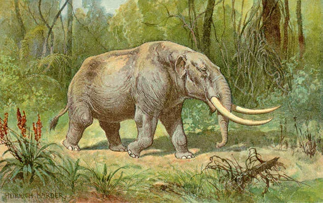2. American Mastodon: The Browser of Ancient Forests (The Wonderful Paleo Art of Heinrich Harder, Public domain)