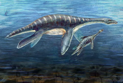 What Live Birth Meant for Parenting, Behavior, and Survival (Mother and Juvenile Plesiosaur, Public domain)